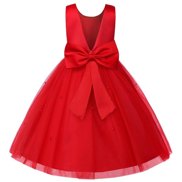 Red Satin Ball Gown Christmas Dress with Bowknot Baby 18-24 Months/80 - Picture 2 of 10